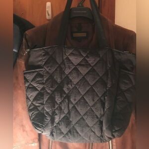 Quilted Black Zip Tote Bags / Purse Water Resistant